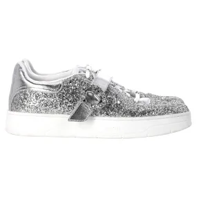 Jimmy Choo Osaka Sneakers in Silver Glitter Durable Outsole Rubber Style