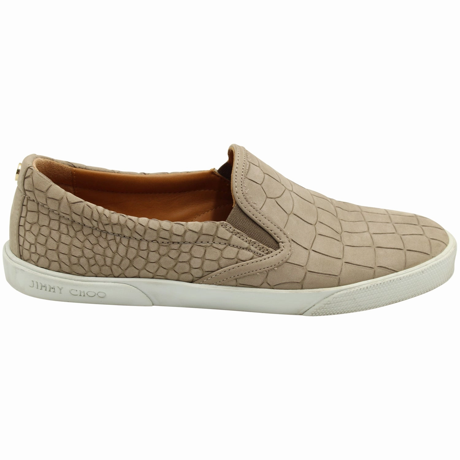Tactile Responsiveness Jimmy Choo Croc-embossed Slip-on Sneakers in Nude Leather