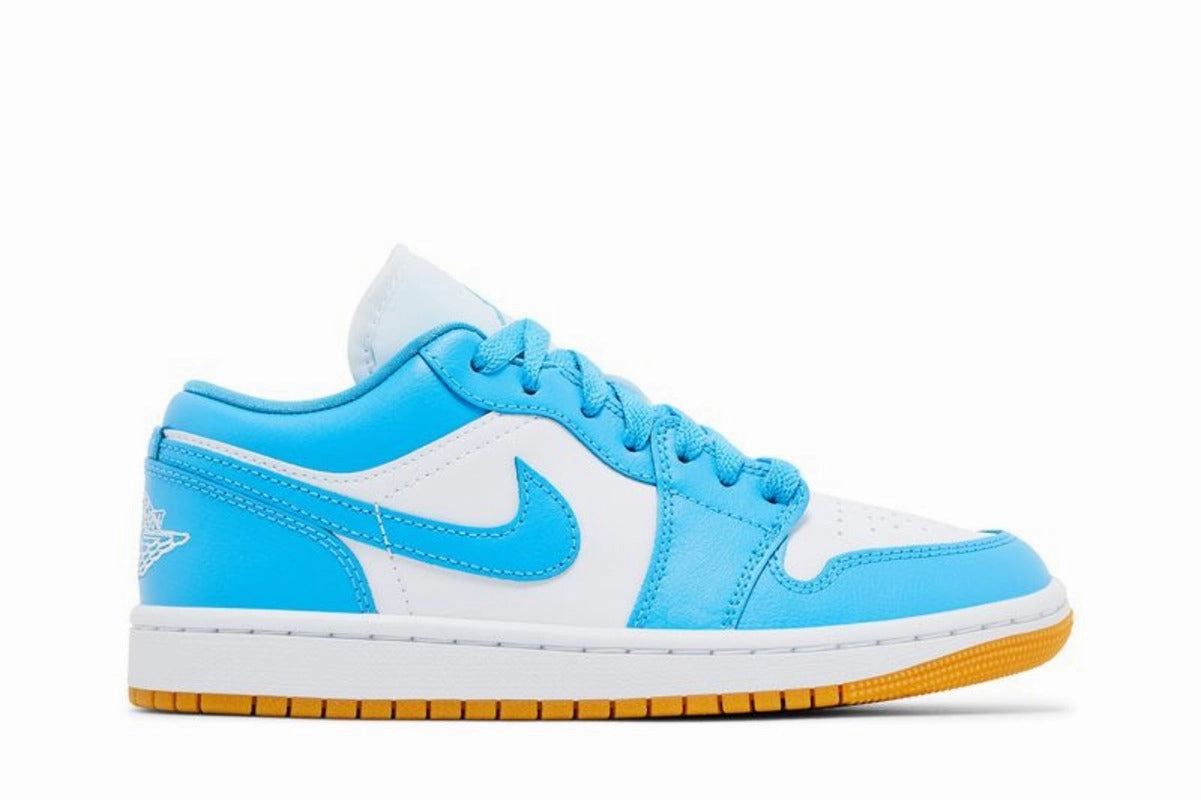 Modern Cushioning All Around Wear Jordan 1 Low White Gum Light Brown Dark Powder Blue (Women's)