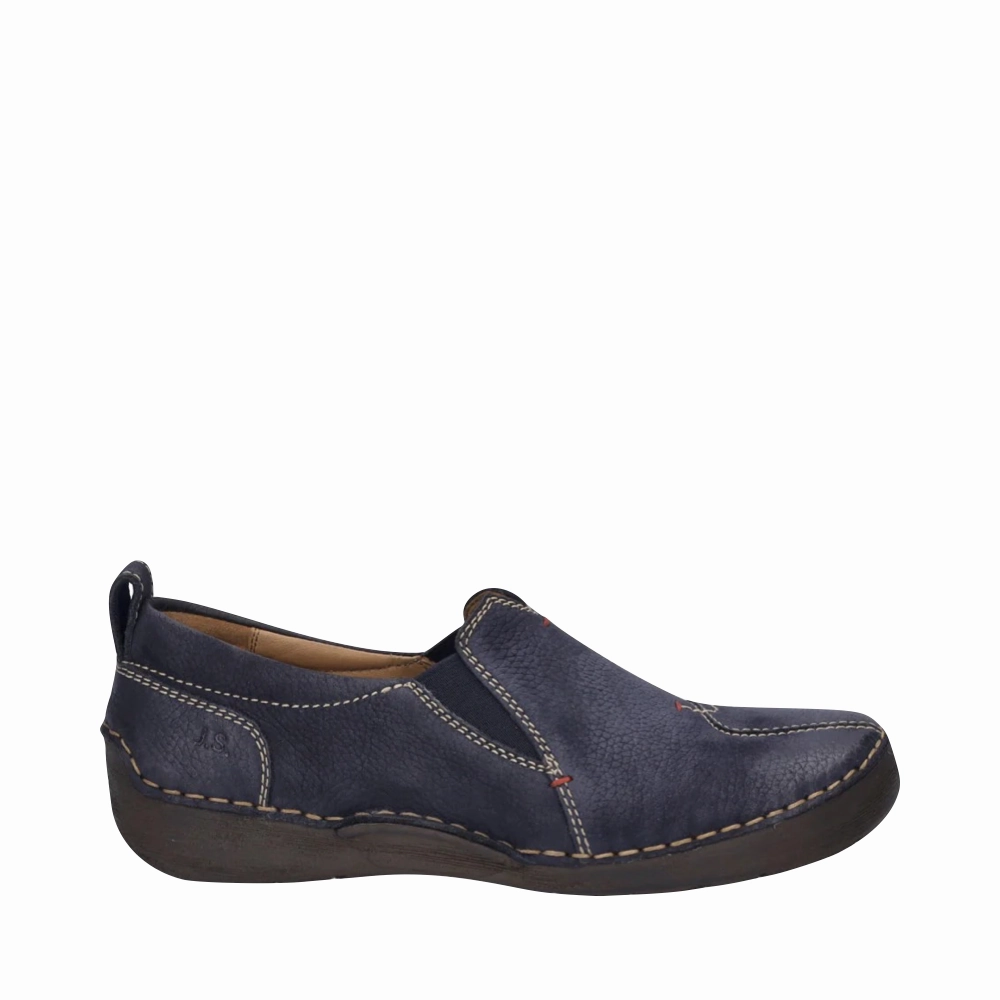 Josef Seibel Women's Fergey 49 Nubuck Slip On in Ocean Blue Comfort Memory Foam