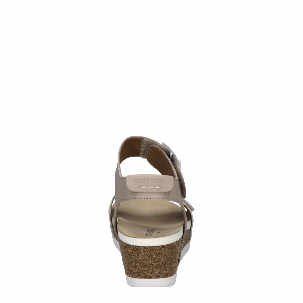 Josef Seibel Women's Quinn 02 Wedge Sandal in Creme Green Leaf