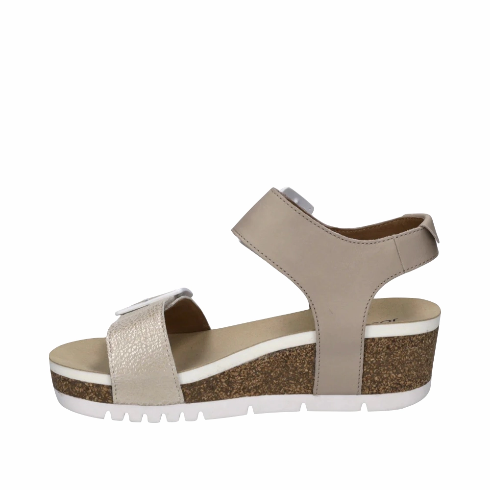 Josef Seibel Women's Quinn 02 Wedge Sandal in Creme Smooth   finish