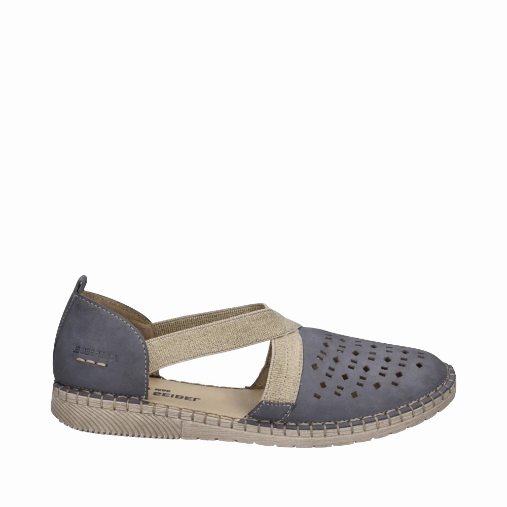 Subtle Vibe Stand Comfort Josef Seibel Women's Sofie 44 Cross Strap Slip On in Jeans Blue