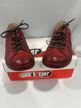 KCR Women's Original Leather Shoes In Red Stylish Look Ventilated Collar Design