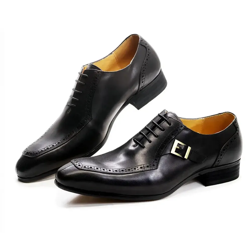 La Fibbia - Men's Luxury single buckle leather oxford dress shoes Stable Fit Versatile User