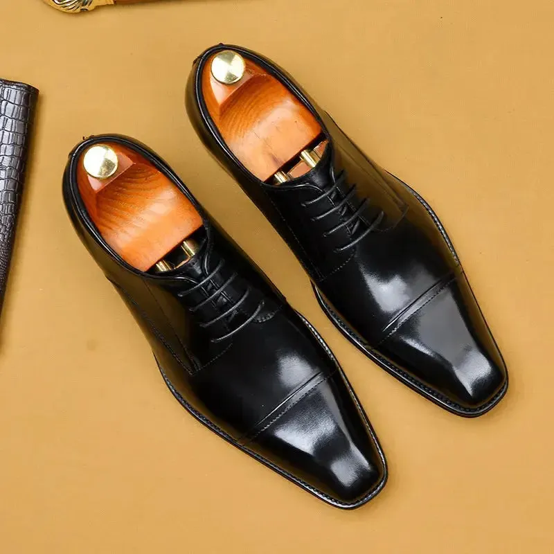 Slim Profile Active Worker Slim Profile Urban Lifestyle La Finezza 4 - Captoe Italian style leather derby Dress Shoes