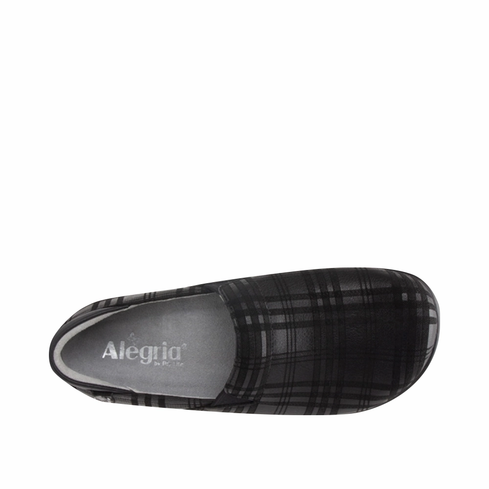 Alegria Women's Keli Slip Resistant Slip On in Plaid To Meet You Black Lake Side