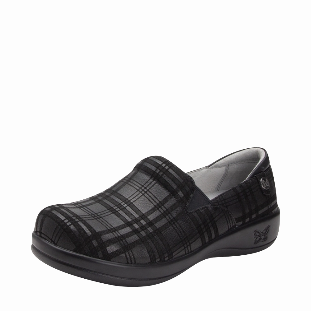 Alegria Women's Keli Slip Resistant Slip On in Plaid To Meet You Black Fashion-Forward Look Premium Fit