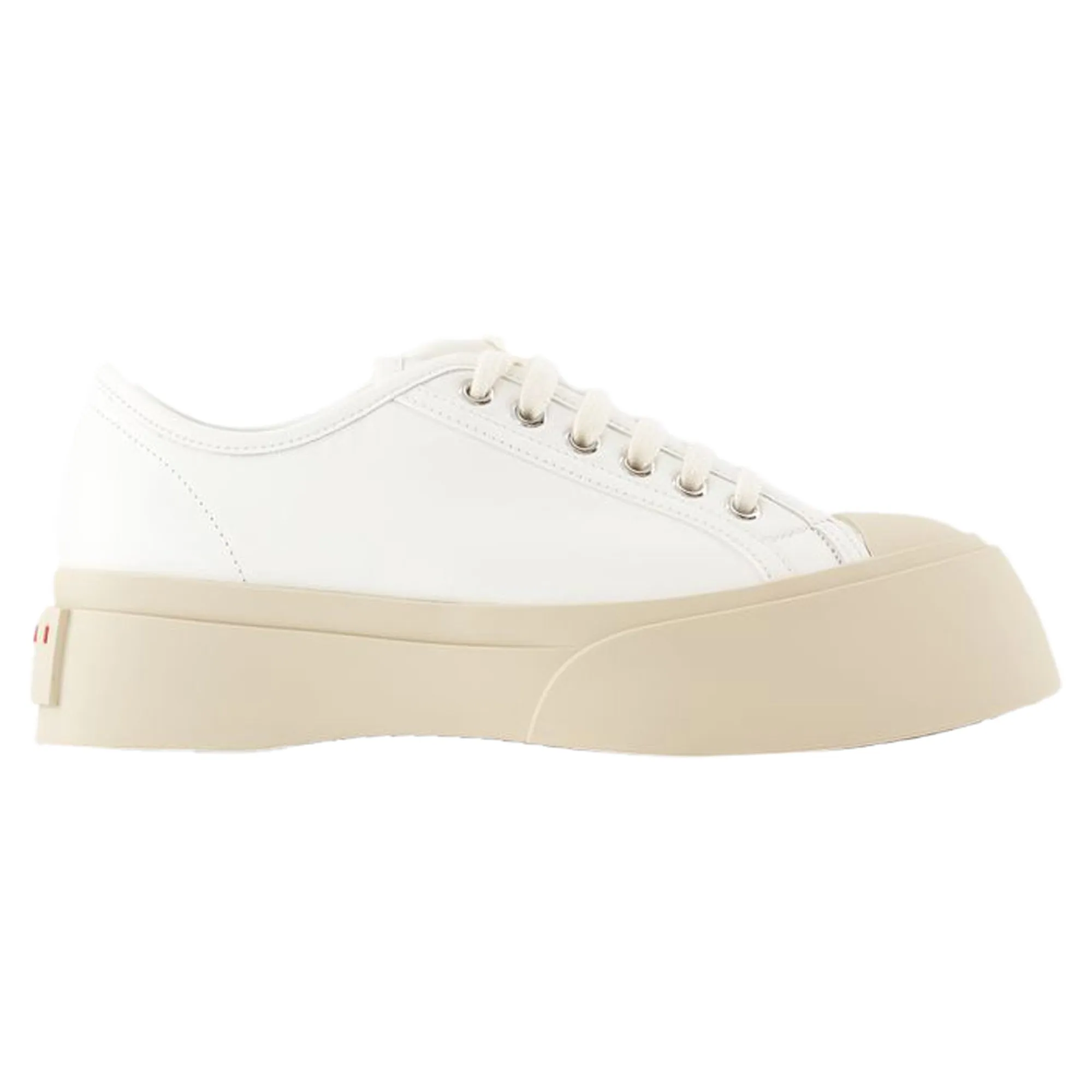 Easy Clean Laced Up Sneakers - Marni - Leather - White