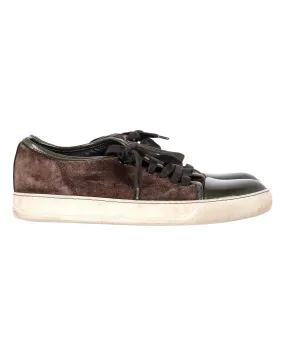Lanvin Classic Tennis Sneakers in Brown Suede Lightweight Canvas