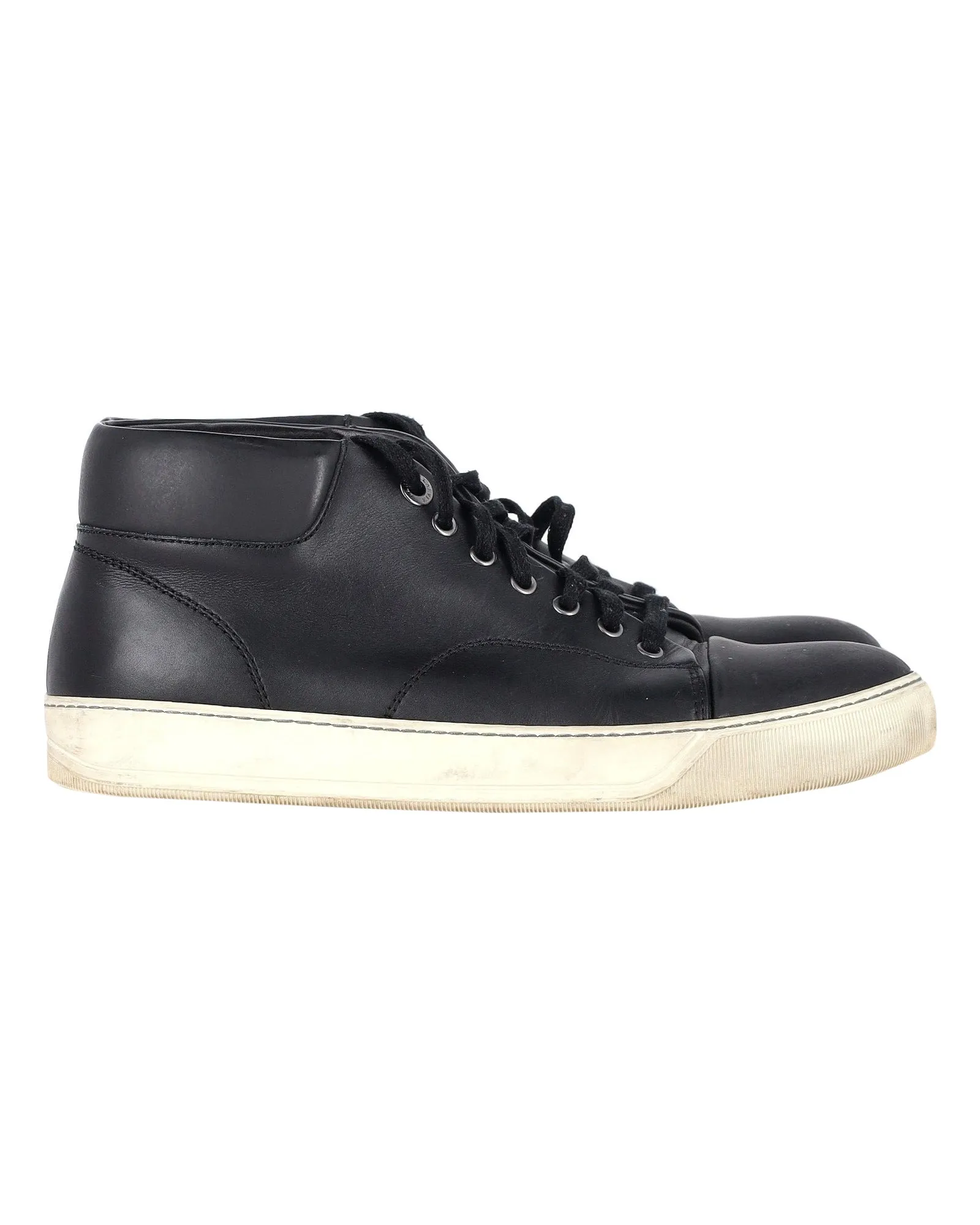 Lanvin Mid-Top Sneakers in Black Leather Sneaker Trends