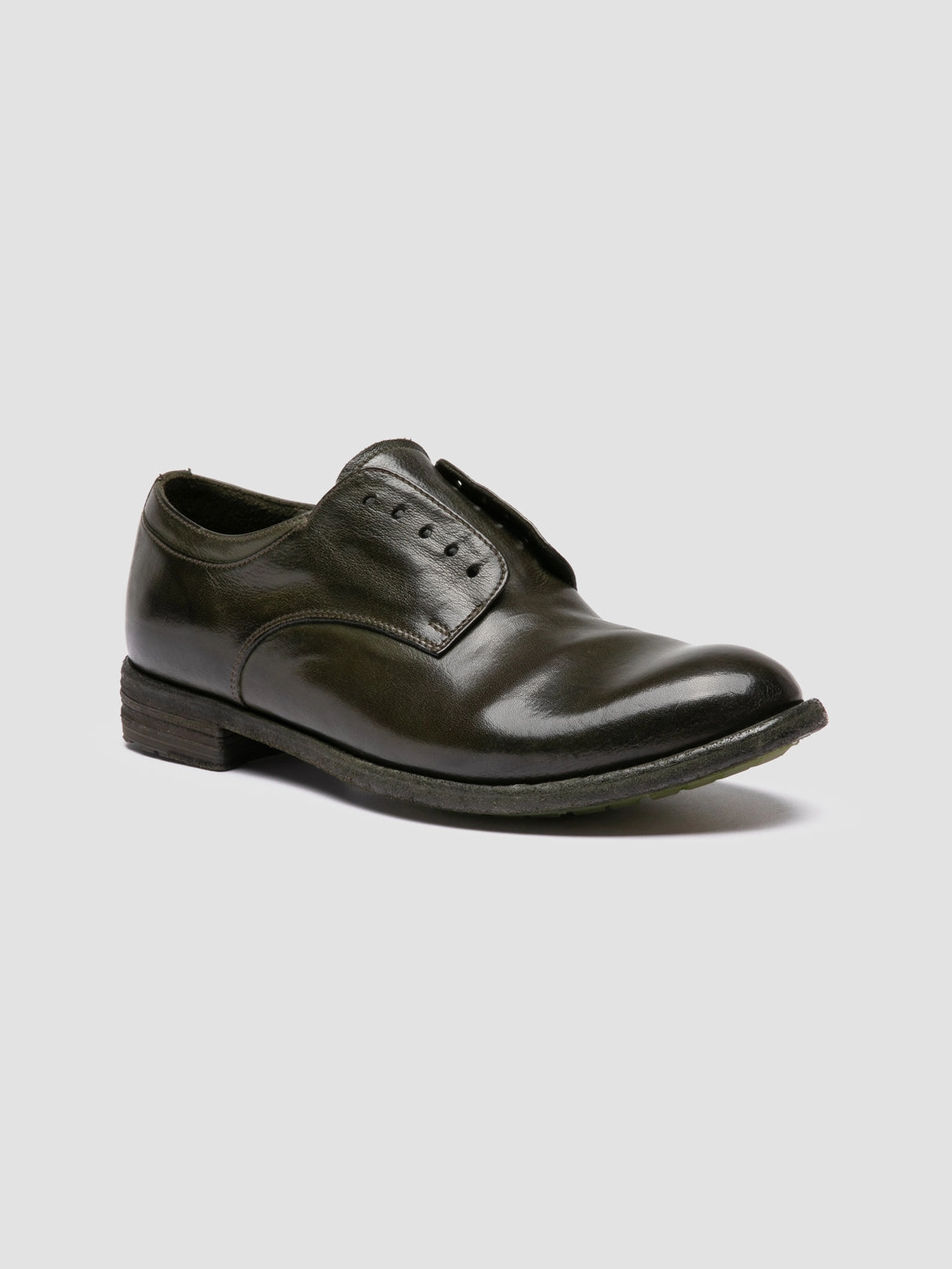LEXIKON 012 - Dark Green Leather Derby Shoes Slip Resistant Sole