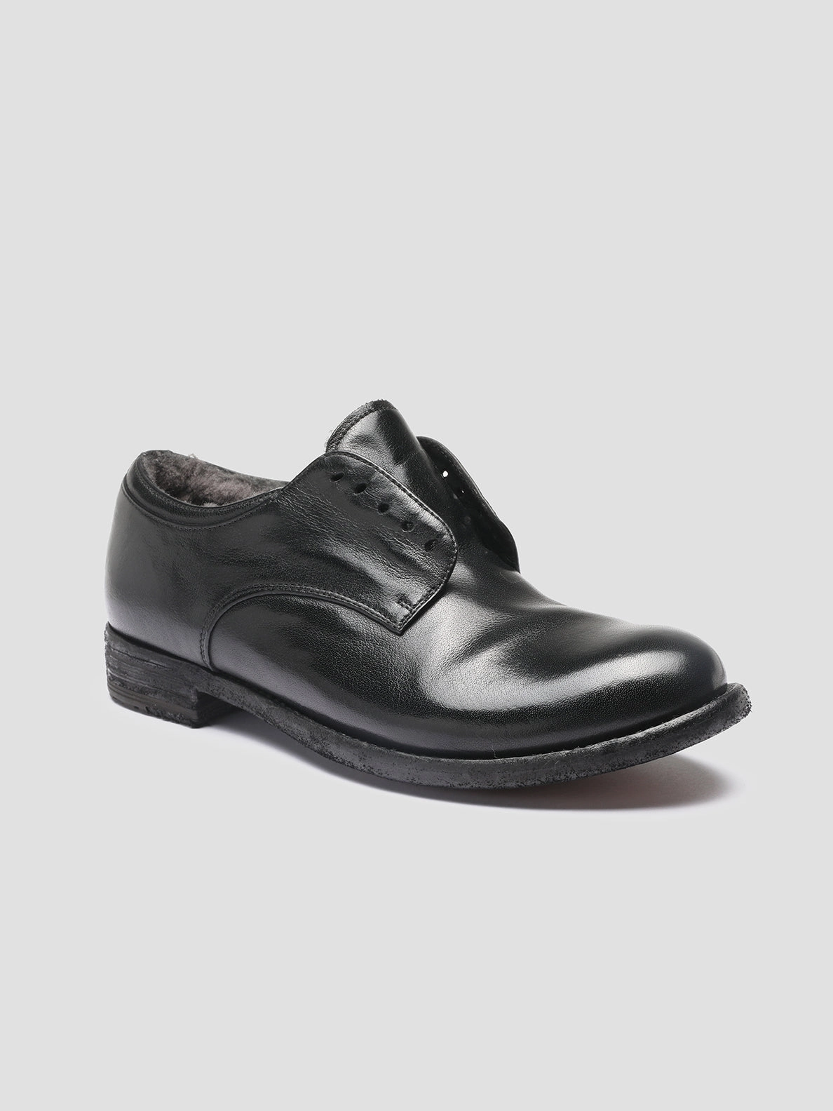LEXIKON 102 - Black Leather Derby Shoes Slim Outline