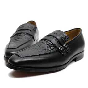 Drive Mode Cozy Fit The Milanino 2 - Double Monkstrap Leather Loafers (Crocodile pattern)