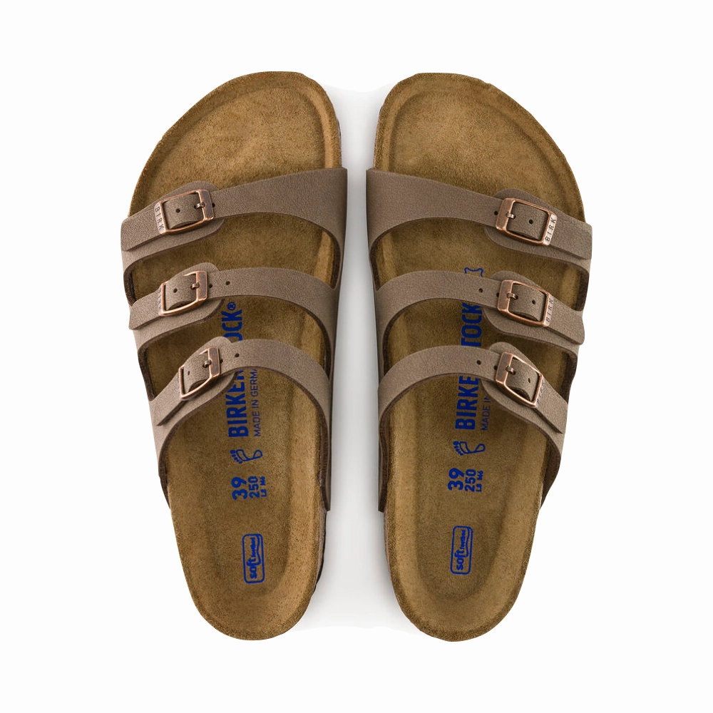 Birkenstock Women's Florida Soft Footbed Birkibuc Sandal in Mocha Shock   Absorbing