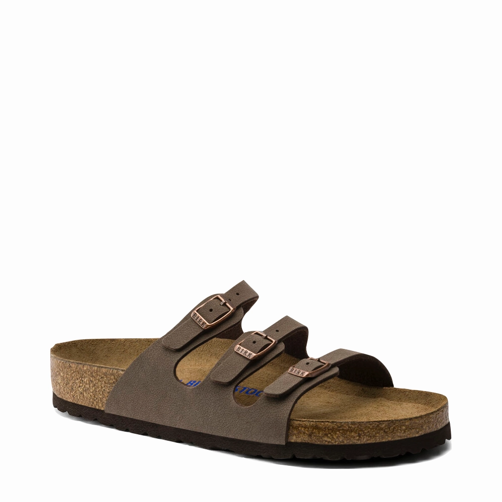 Birkenstock Women's Florida Soft Footbed Birkibuc Sandal in Mocha Feel Stable