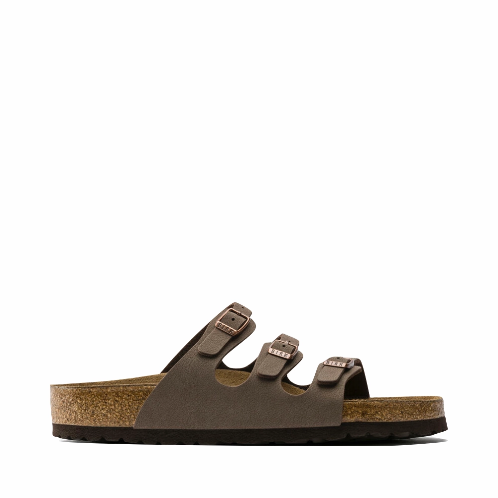 Birkenstock Women's Florida Soft Footbed Birkibuc Sandal in Mocha Prairie Path