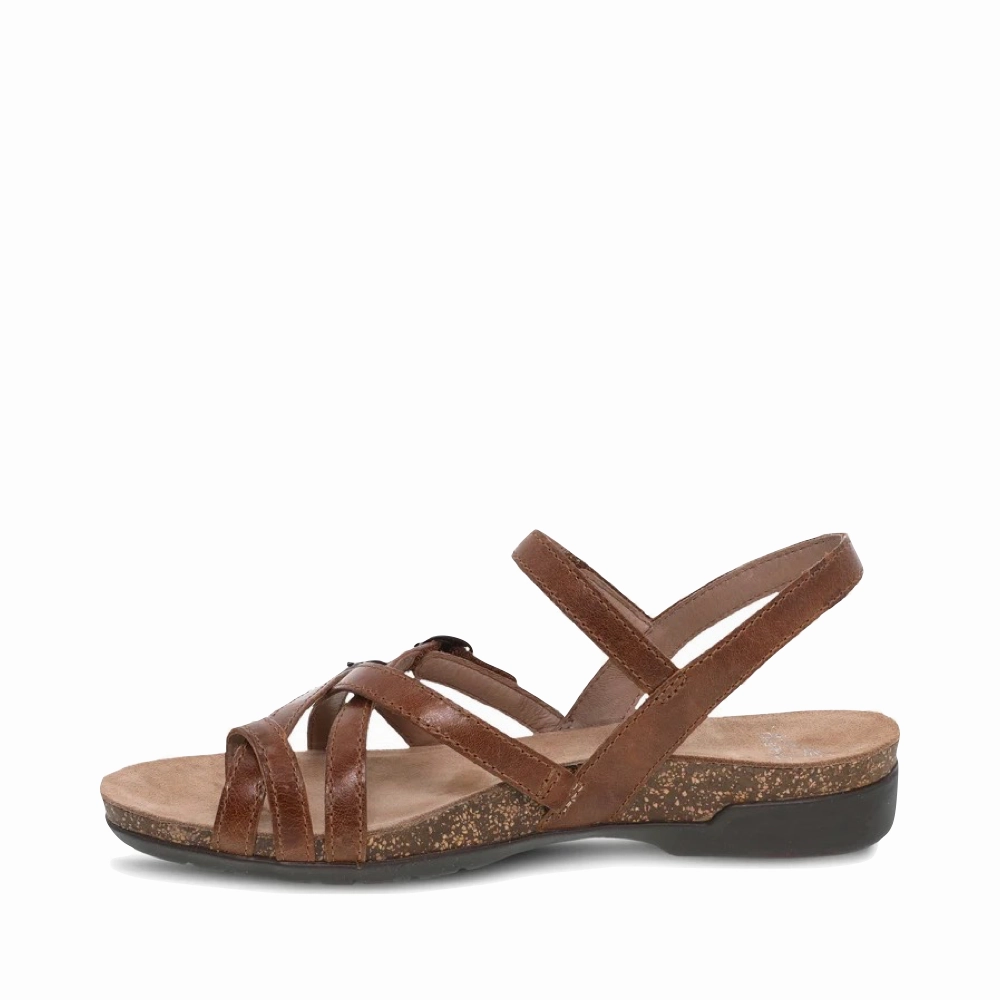 Unisex Fit Hassle free Dansko Women's Roslyn Strappy Leather Sandal in Tan Waxy