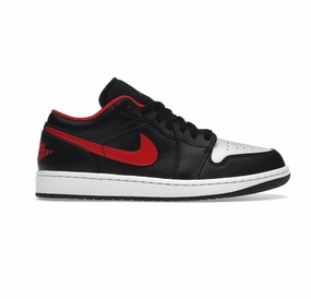 Nike Men's Air Jordan 1 Low Shoes - Black / Fire Red / White leather shoes