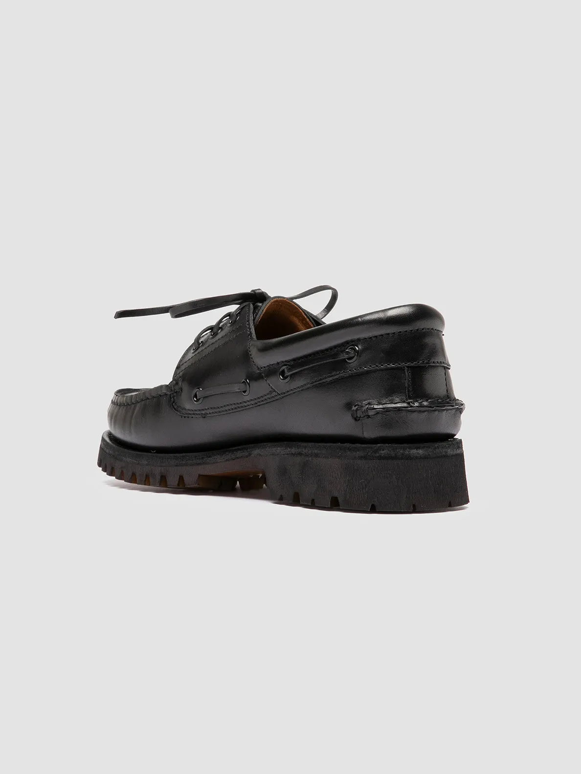Durable Footwear HERITAGE FLEXI 001 - Black Leather Boat Shoes