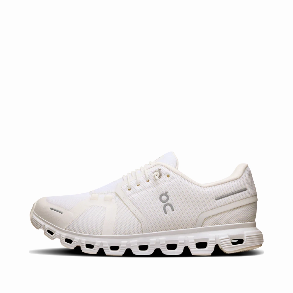On Women's Cloud 6 Sneaker in White/White MoistureWicking