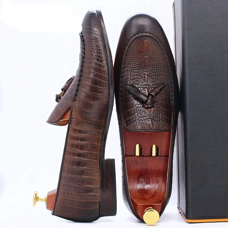 il Lussone 2 - Luxury Crocodile Print Leather Tassel Loafers For Men Season Friendly Power Lane