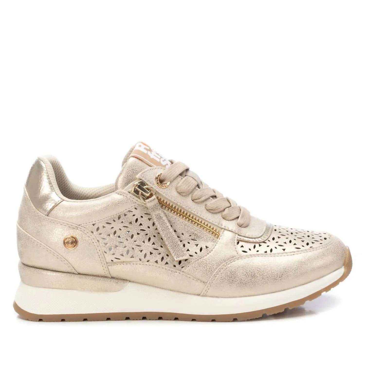 Reinforced Eyestay Durability Structured chic Women's Fashion Comfort Sneakers In Gold