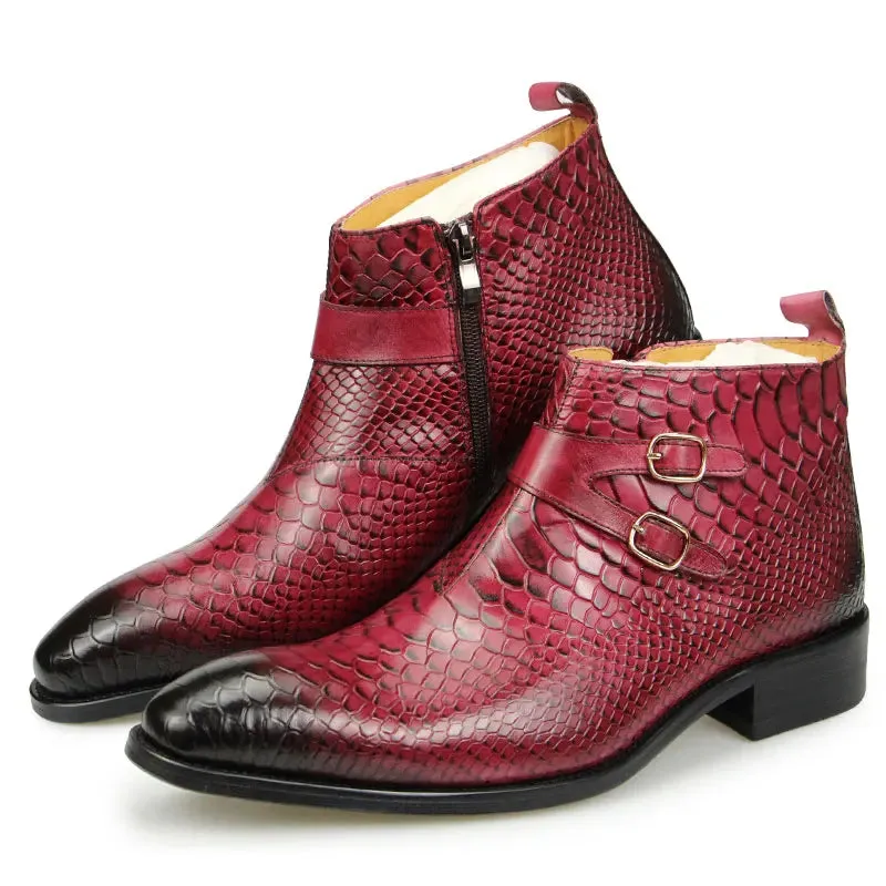Mark Proof Urban Cool Afidani  - Alligator print strap on leather boots for men
