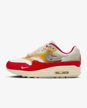 Women's Air Max 1 '87 Premium Sneakers In Sail/siren Red/sundial/metallic Silver All Day Comfort Padding