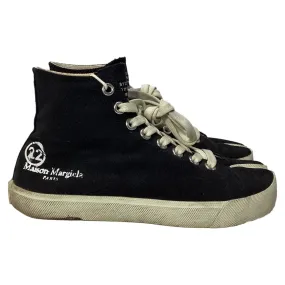 Maison Margiela Tabi Vandal High-Top Sneakers in Black Canvas Thickened Collar Low Profile