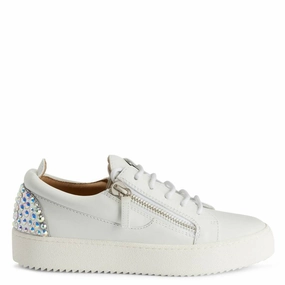 Impact-absorbing Toe Cap Giuseppe Zanotti Gail Rhinestone-Embellished Leather Sneakers