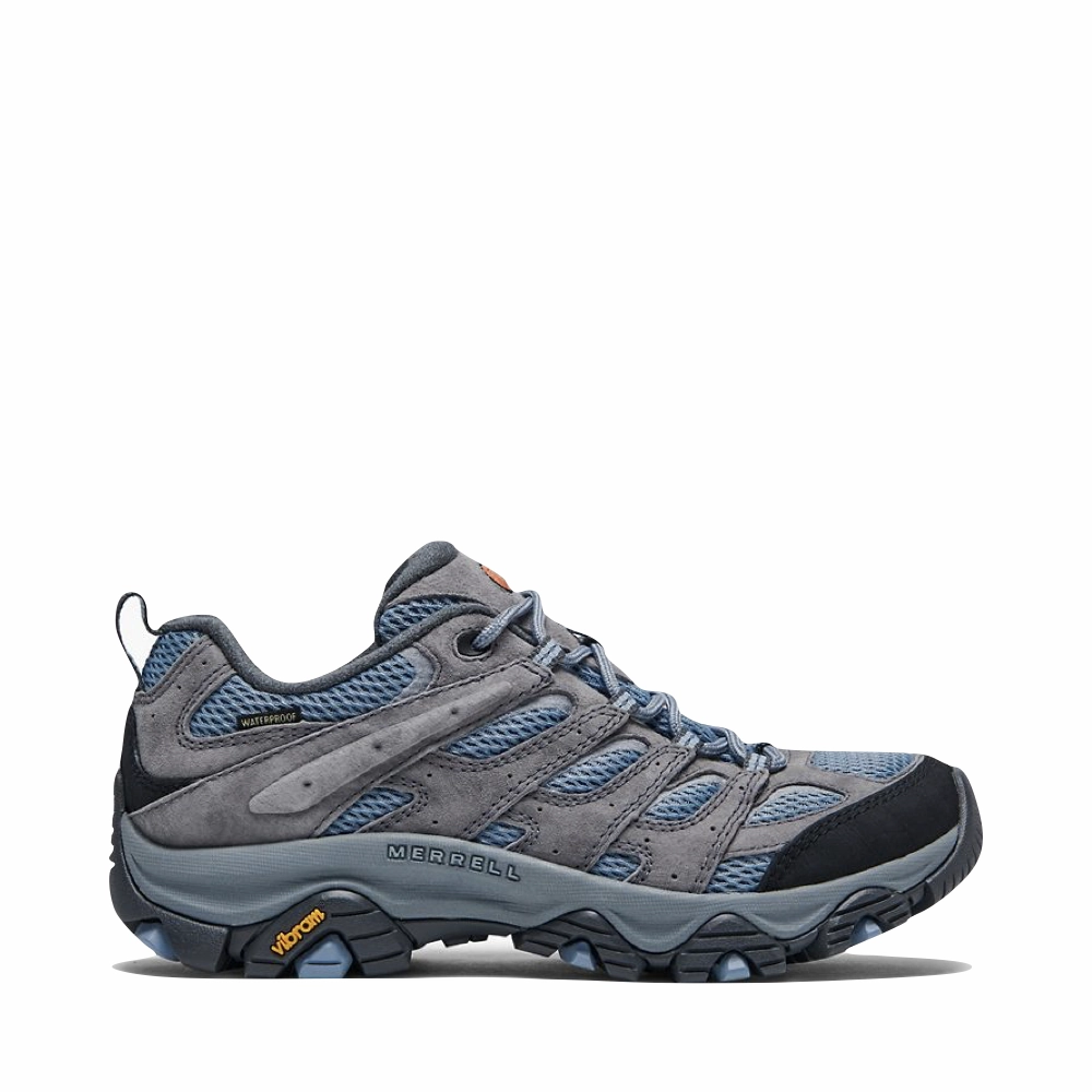 Merrell Women's Moab 3 Low Waterproof Hiking Shoe in Altitude Grey/Blue Sole Grip Ready Wear