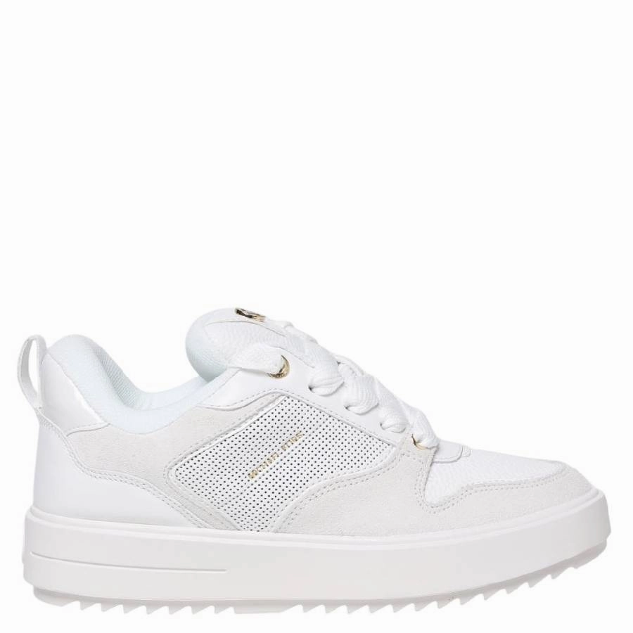 Michael Kors Rumi Logo-Plaque Leather Sneakers Perforated Toe Box