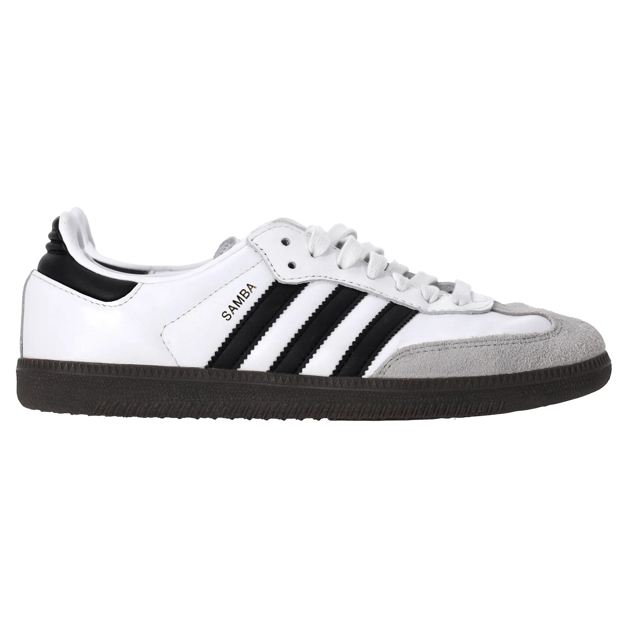 Adidas Samba OG Sneakers in White Leather Pressure Relief Grooves