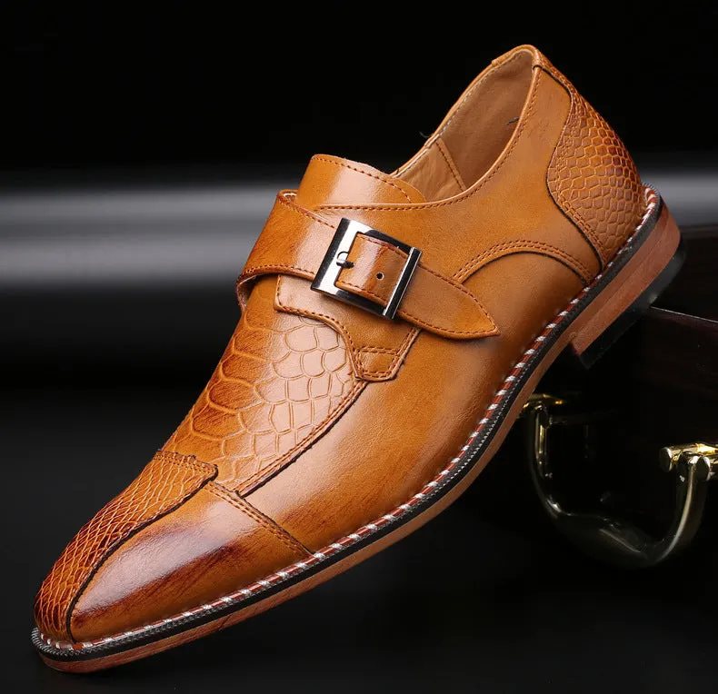 Fresh Dash Elegant Flat Single Buckle  - Men's Monkstrap Leather Dress shoes