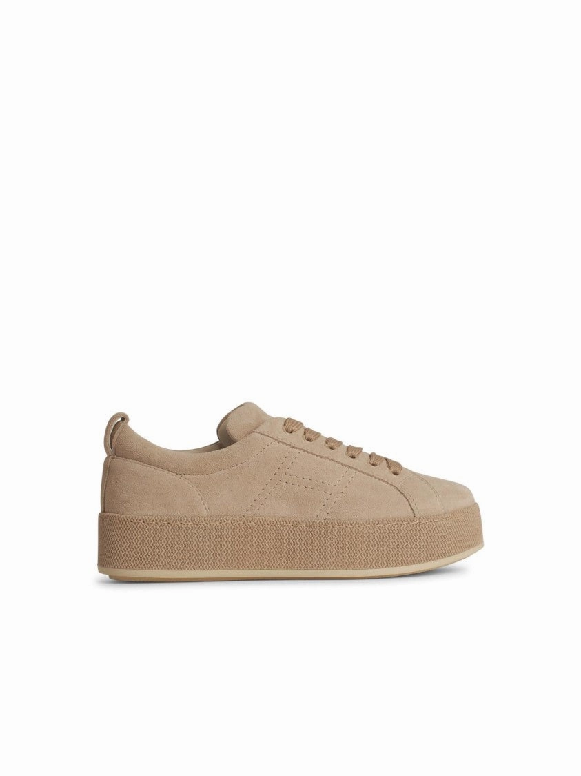 H681' Beige Leather Sneakers Neutral Tone Options