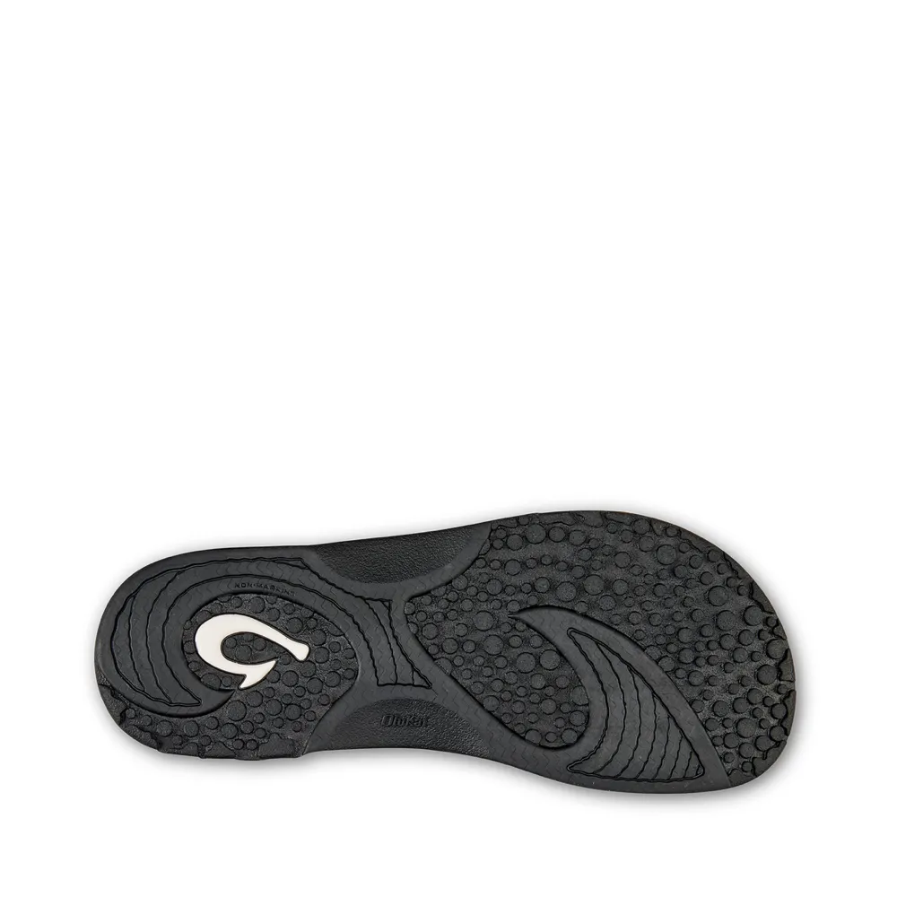 OluKai Men's Hokua Thong Sandal in Black/Dark Shadow Eco Material