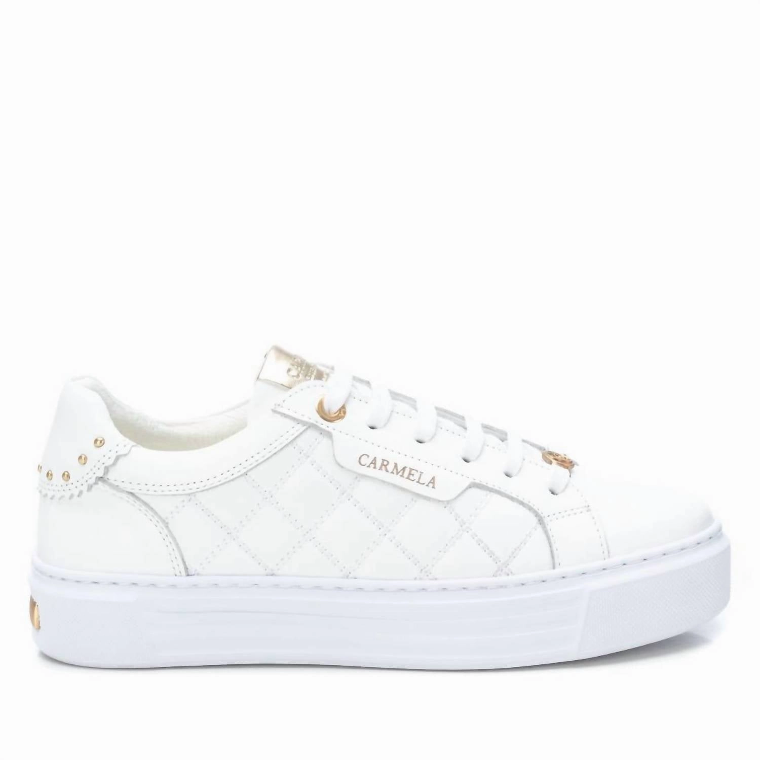 Women's Leather Trainer Sneakers In White MoistureWickingFabric