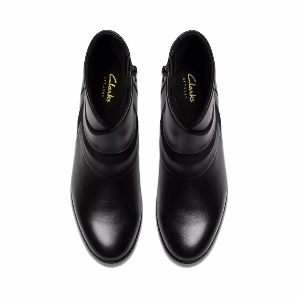 Clarks Women's Shaya Sky Heeled Ankle Boot in Black Fresh Looks