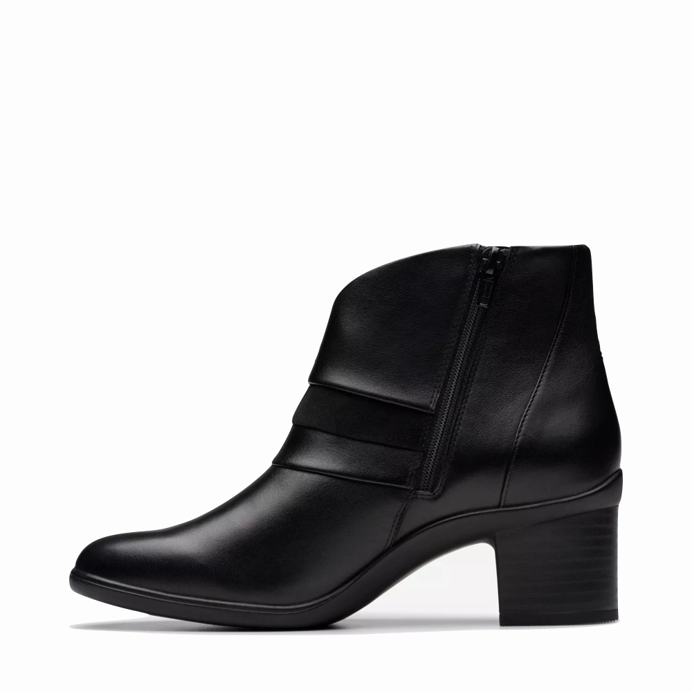 Clarks Women's Shaya Sky Heeled Ankle Boot in Black Outdoor Walking