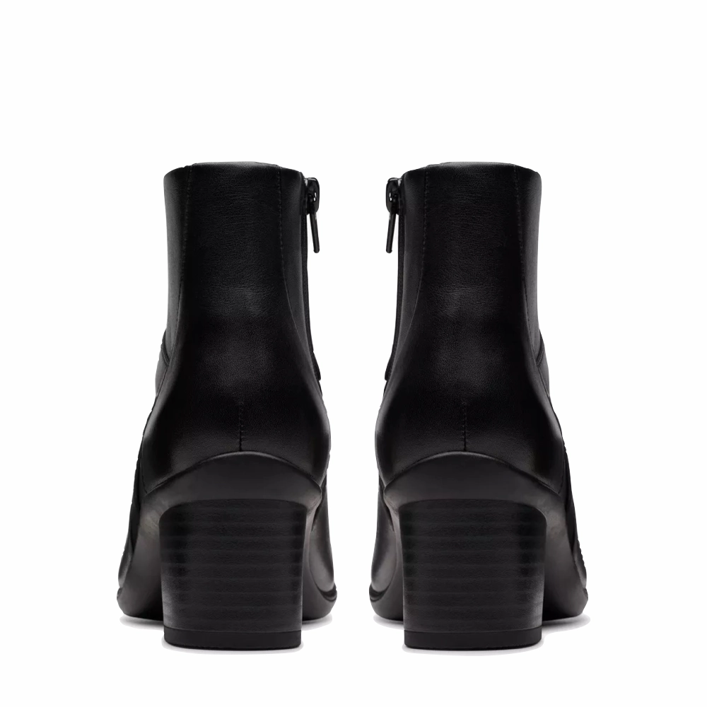 Clarks Women's Shaya Sky Heeled Ankle Boot in Black Collapsible Heel