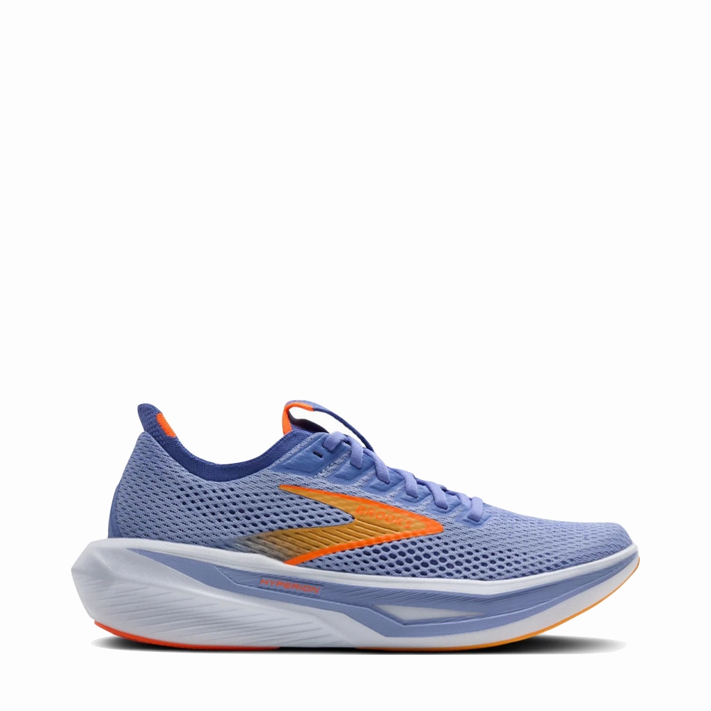 Elastic Sides Brooks Women's Hyperion 3 Sneaker in Blue Heron/Orange/White