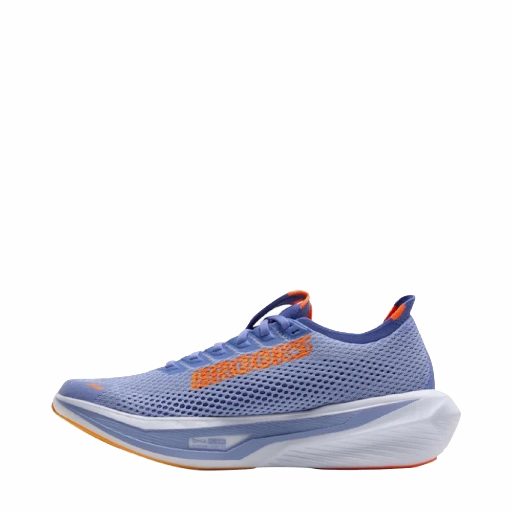 Brooks Women's Hyperion 3 Sneaker in Blue Heron/Orange/White Zip Design