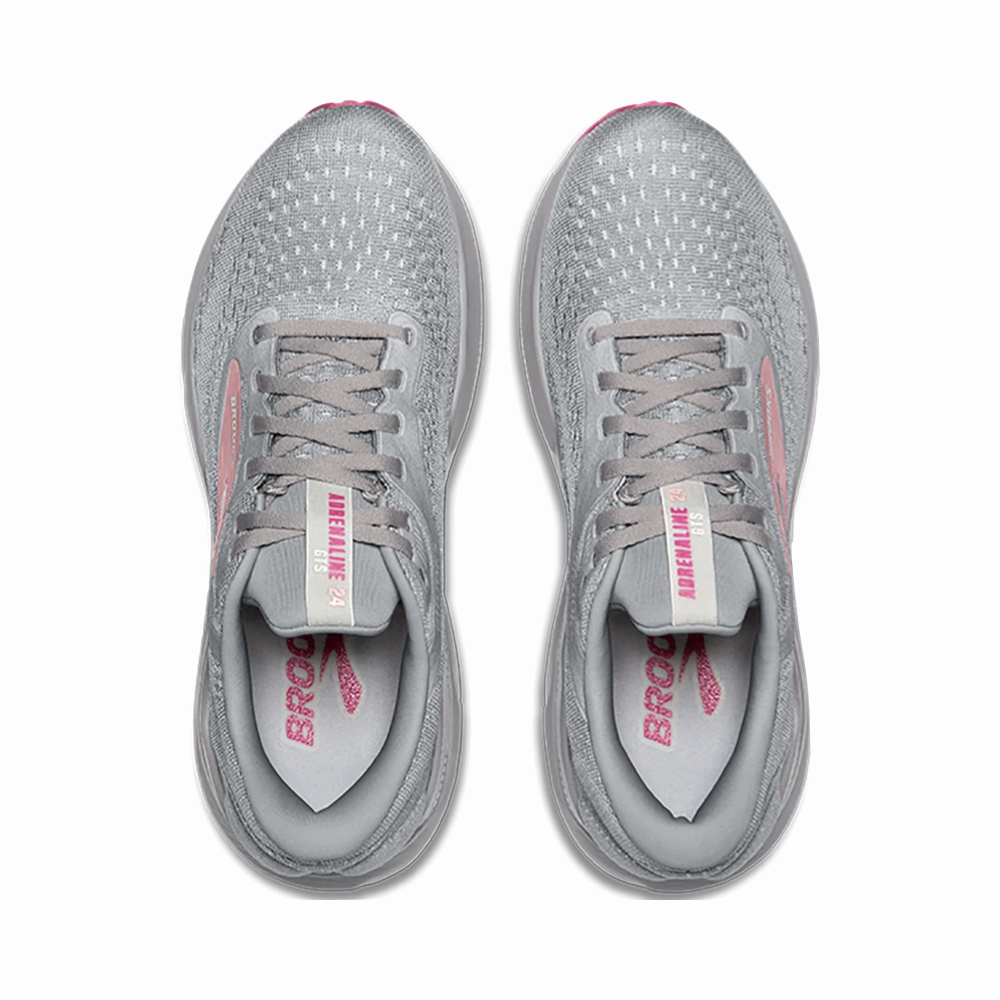 Brooks Women's Adrenaline GTS 24 Sneaker in Alloy/White/Zephyr Comfortable Footbed Harbor Hike