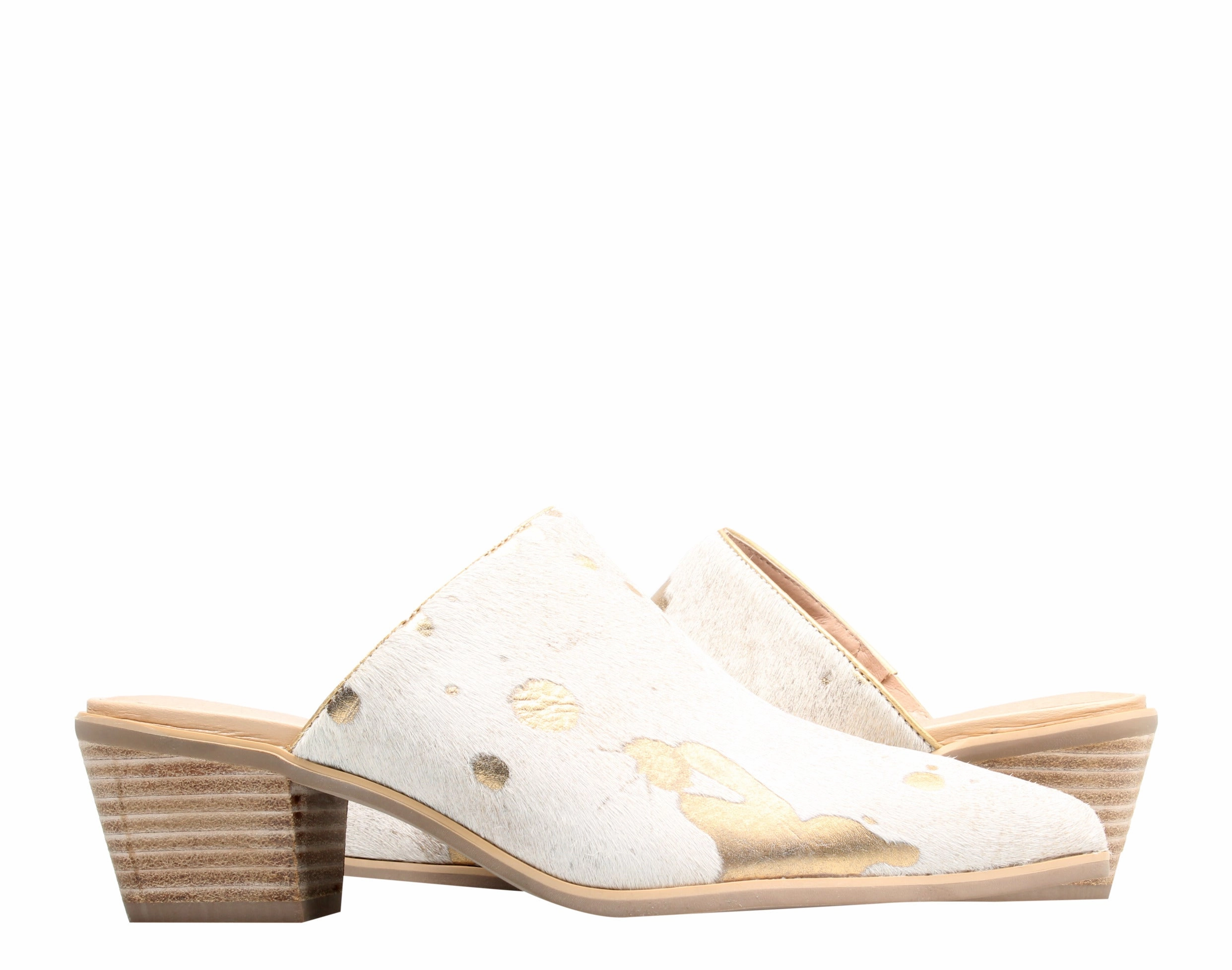 Streamlined Build Chocolat Blu Clint Gold Pony Hair Women's Mule