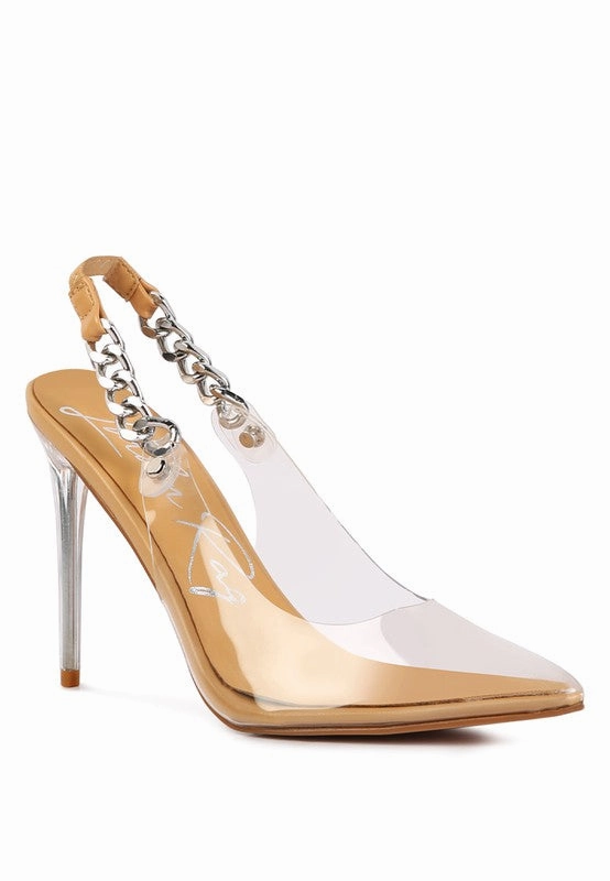 GODDESS HEELED CLEAR CHAIN SLINGBACK Pumps for women Vintage Chic