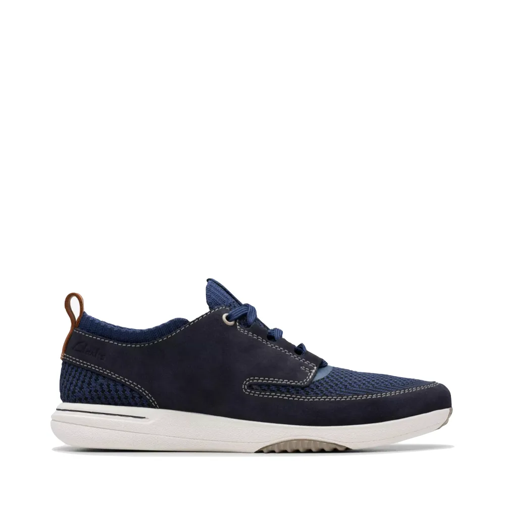Gentle Step Breath Panel Clarks Men's Easeway Sport Sneaker in Navy Combination
