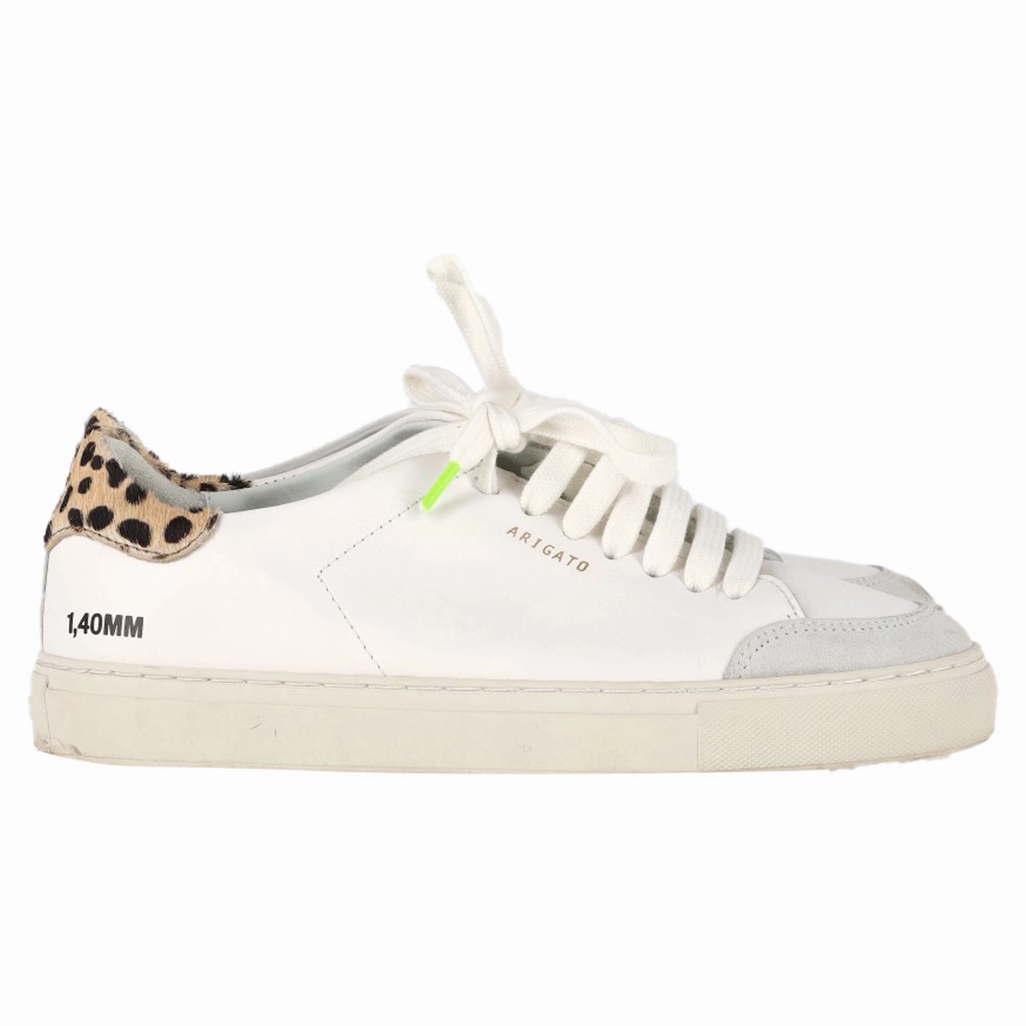 Contoured Heel Cup Axel Arigato Clean Leopard Detail Sneakers in White Leather