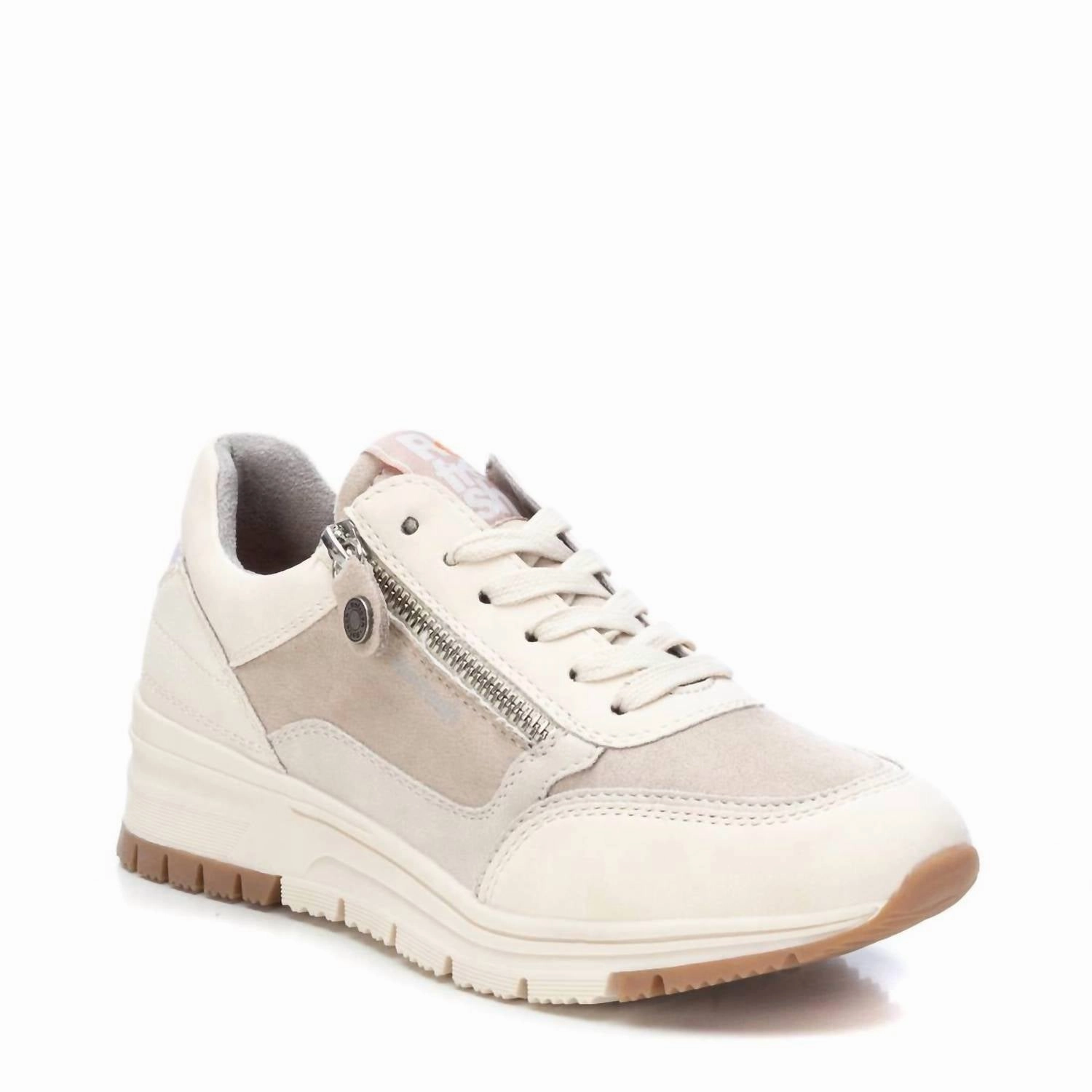 Women's Suede Casual Sneakers In Light Beige Comfortable Standing Soft Design