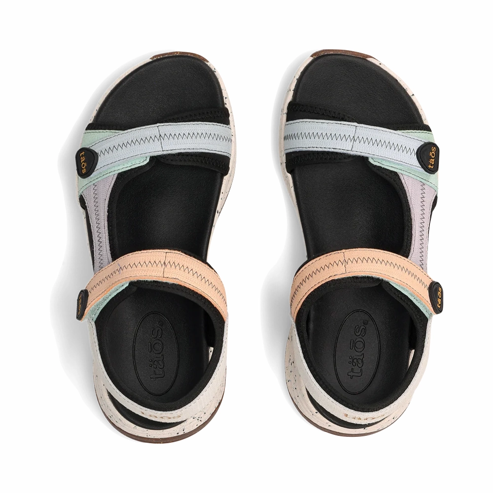 Swing Step Flat Style Taos Women's Super Side Sandal in Retro Embossed Multi